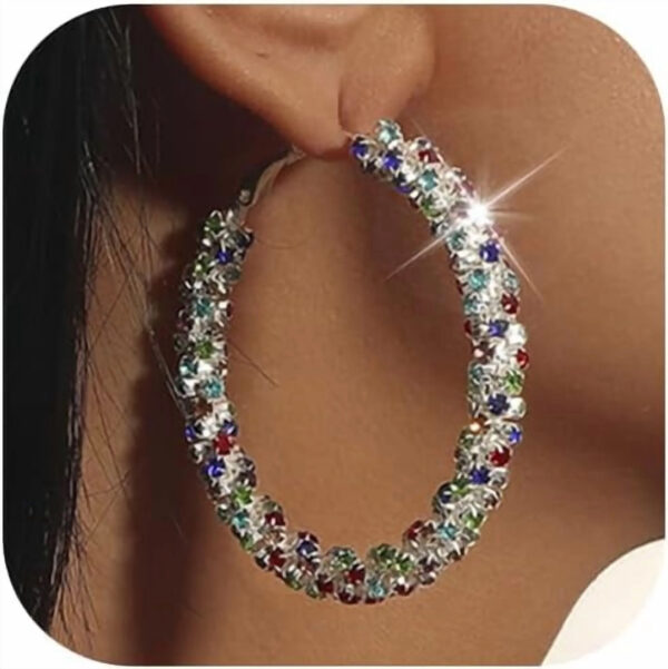 Rhinestone-Earrings-Women-Bling-Hoop-Earrings-Women-Rhinestone-Hoop-Earrings-Cystal-Earrings-Gold-Silver-Prom-Earrings-Big-Hoop-Earrings-Party-Wedding