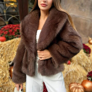 Coffee Brown Faux Fur Jacket
